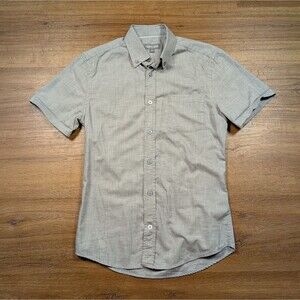 Ash & Erie Button Down Shirt Mens XS Gray Short Sleeve Business Casual Preppy